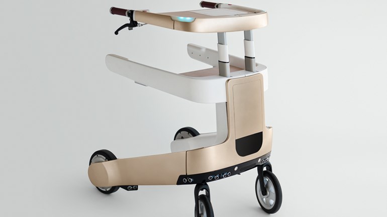 De hightech zorgrobot LEA (Lean Elderly Assistant) ziet eruit als een rollator en kan autonoom zonder mens bewegen in een vooraf geprogrammeerde ruimte.