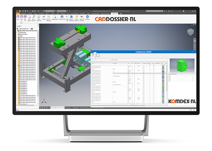 komdex-Inventor_schaarlift_BOM_beeldscherm