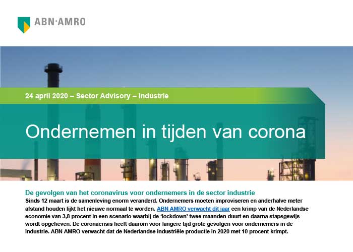 . In de publicatie ‘Ondernemen in tijden van corona’ stelt ABN AMRO dat het anderhalvemeter-protocol binnen de industrie goed te implementeren is.