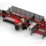 Voorbeeld van automatiseringsoplossingen voor Amada pons- en lasersnijmachines.