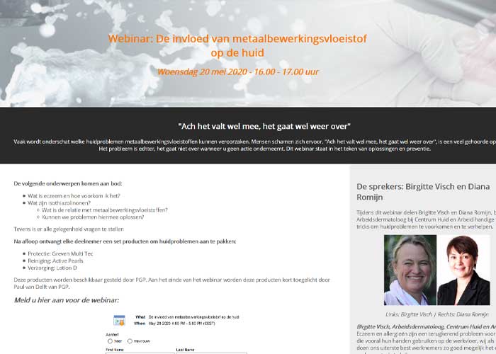 Tijdens dit gratis webinar delen arbeidsdermatologen Birgitte Visch en Diana Romijn van Centrum Huid en Arbeid tips en tricks voor oplossingen en preventie van aan de metaalbewerking gerelateerde huidproblemen.