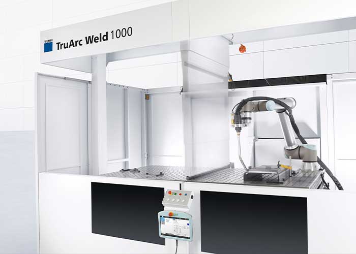 Dankzij de scheidingswand in de TruArc Weld 1000 die omlaag kan, kunnen zowel grote als kleine werkstukken worden gelast.