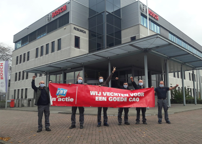 Medewerkers van Bosch in Deventer startten in november actie voor een betere cao