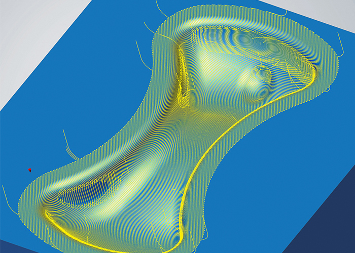 Om een constante toevoer te garanderen, is het 3D-contourfrezen in deze nieuwe software-versie uitgebreid met XY-optimalisatie.