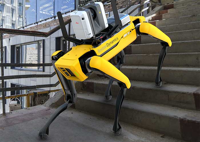 De Spot-robot van Boston Dynamics in combinatie met de Leica RTC360 3D-laserscanner is in staat om geautomatiseerd te scannen