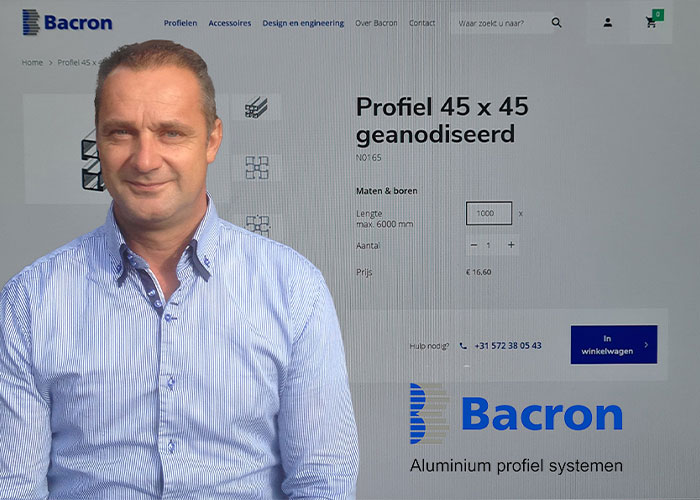 In de nieuwe webshop van Bacron, het bedrijf van directeur Paul Reimert, kunnen snel en eenvoudig losse aluminium constructieprofielen en de bijbehorende accessoires worden besteld.