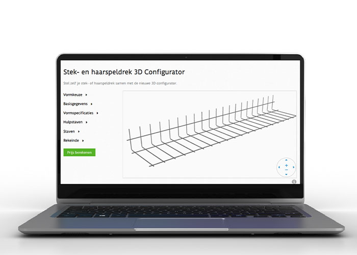 Met de 3D-wapeningsconfigurator van Betonstaal.nl kunnen klanten zelf hun eigen wapeningskorf ontwerpen en direct laten produceren.