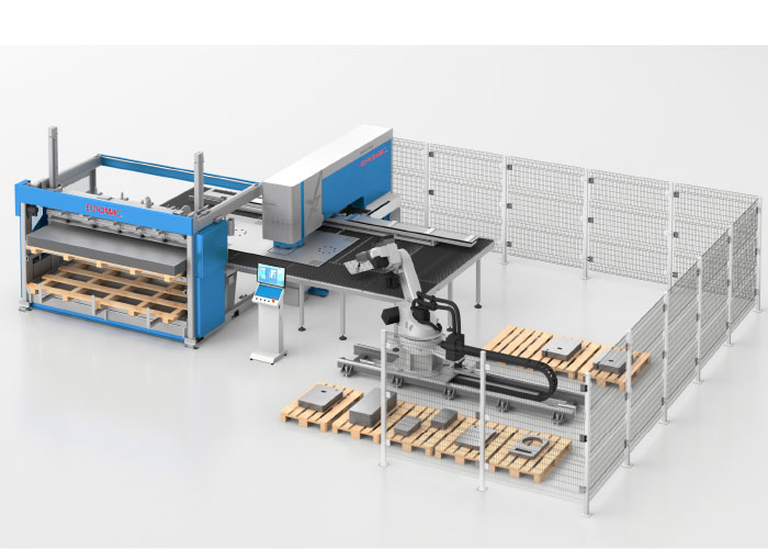 Euromac maakt het mogelijk de XT ponsmachine stapsgewijs verder te automatiseren met een uitneemrobot.