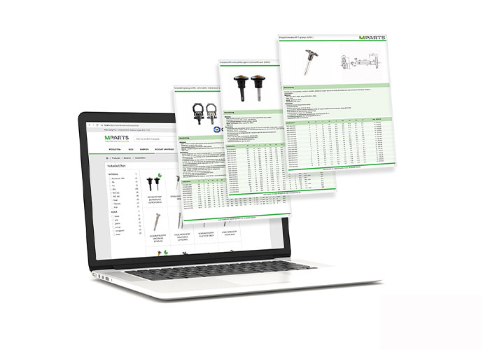 In de Mparts documentatie worden alle technische kenmerken (als beschikbare materiaalsoorten, krachten, temperatuurbereik etc) van de verschillende, in kleur afgebeelde, producten uitvoerig beschreven.