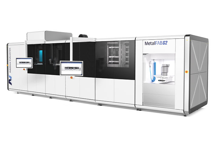 Een impressie van de MetalFABG2 Continuous Production industriële 3D printer.