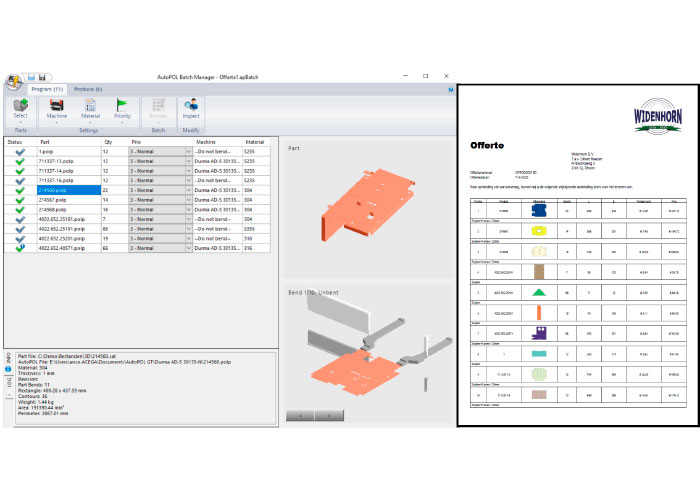 Door de koppeling tussen AutoPOL en PROfirst CADCAM & Calculatie kunnen losse of samenstelling 3D bestanden eerst automatisch worden geprogrammeerd voor de kantbanken.