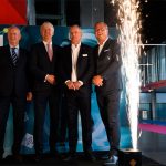 V.l.n.r. FME-voorzitter Theo Henrar, CEO ASML Peter Wennink, FPT-VIMAG-voorzitter André Gaalman en CEO Jaarbeurs Jeroen van Hooff bij de opening van de vakbeurzen TechniShow en ESEF Maakindustrie.