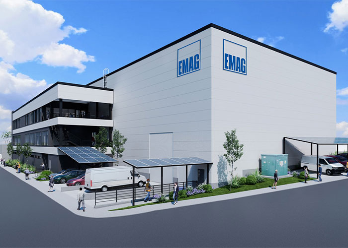 3D-weergave van de nieuwe EMAG-fabriek in Querétaro, Mexico