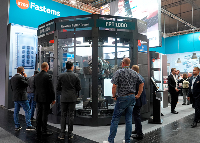 Op de EMO presenteerde Fastems de nieuwe Flexible Pallet Tower FPT 1000 palletautomatisering.