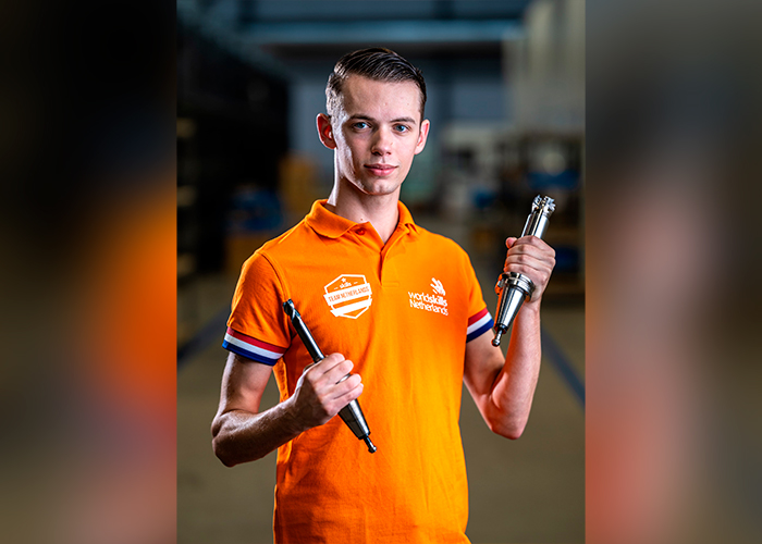 Nederlands kampioen CNC-frezen Jirki Hendricks: “Als klein jongetje was ik al bezig met techniek. En nu mag ik het laten zien tegenover de beste jonge vakmensen van Europa.” (Foto: Olivier Huisman)