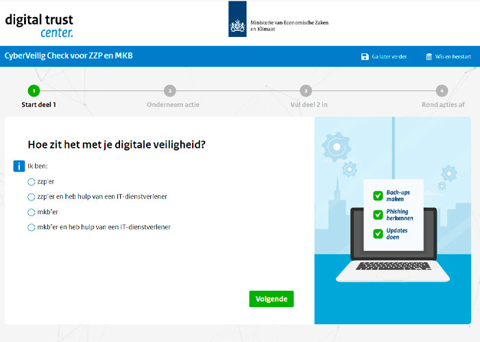 Onder begeleiding van een cyberprofessional gaan de deelnemers aan deze pilot met hun organisatie op weg naar een meer cyberweerbare onderneming.