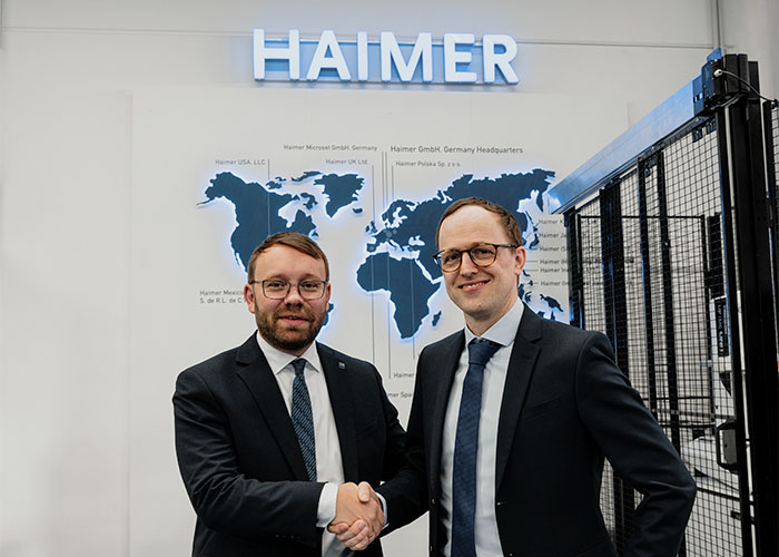Haimer en TCM zijn een strategisch competentiepartnerschap aangegaan. Markus Temmel (rechts), CEO van de TCM Group, en Andreas Haimer (links), President Haimer Group, kijken uit naar een verdere intensivering van hun samenwerking.