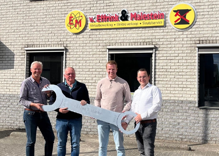 Henk Effrink en Evert Malestein hebben het bedrijf dat hun namen draagt overgedragen aan Sjan Bogert en Wilco van den Berg.