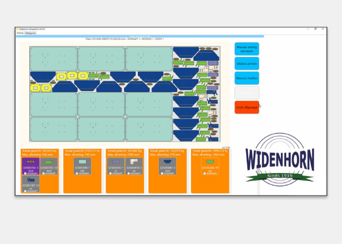 De Afraptool van Widenhorn geeft de mensen op de werkvloer niet alleen grafisch alle informatie van de gesneden delen, maar ook de locatie waar de gesneden delen naar toe moeten. 