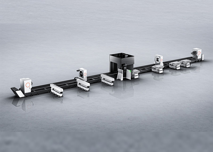 De nieuwe profiellaser van Bodor is uitgerust met een 20 kW laserbron en een 3D-bevelkop. Aan de voor- en achterzijde komen geautomatiseerde in- en uitvoerlijnen van 25 meter lengte.