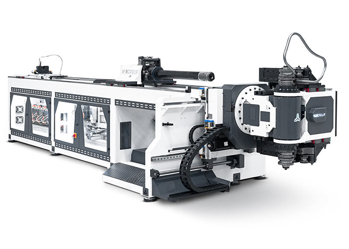 De EB-RH doornbuigmachine is uitgerust met een roterende buigkop. Deze machine wordt gedemonstreerd op de vakbeurs Tube.