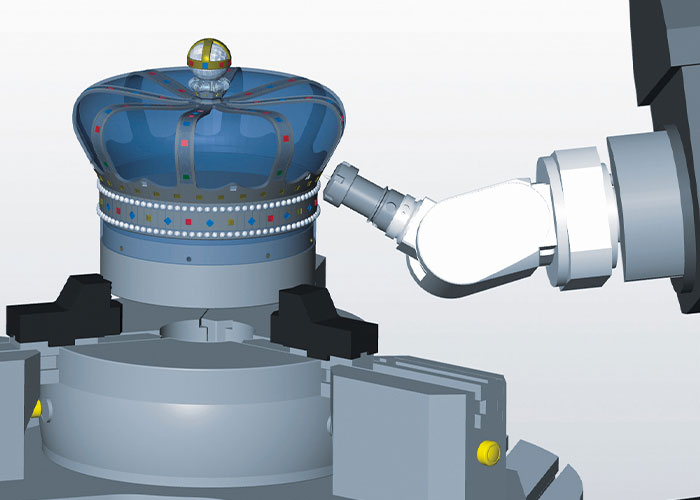 De ondersteuning voor haakse kopbewerkingen in hyperMILL en hyperMILL VIRTUAL Machining maakt een betrouwbare programmering en controle van bewerkingen met de haakse kop mogelijk. (foto’s: Open Mind)