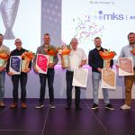 De top 5 van links naar rechts: Lester Claassens (CoatR) i.s.m. Roland van Meer (AD Chemicals), Jan Abma (SHS Europa), Tjerk Kaastra (Gibac Chemie), Niels van Winsen (Atotech-MKS) en Wiebe Vermeer (Perspect Industrial Products).